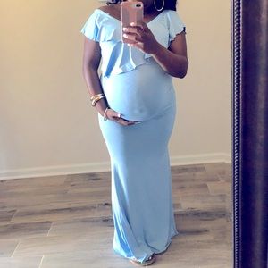 Women Sky Blue Maternity Dress